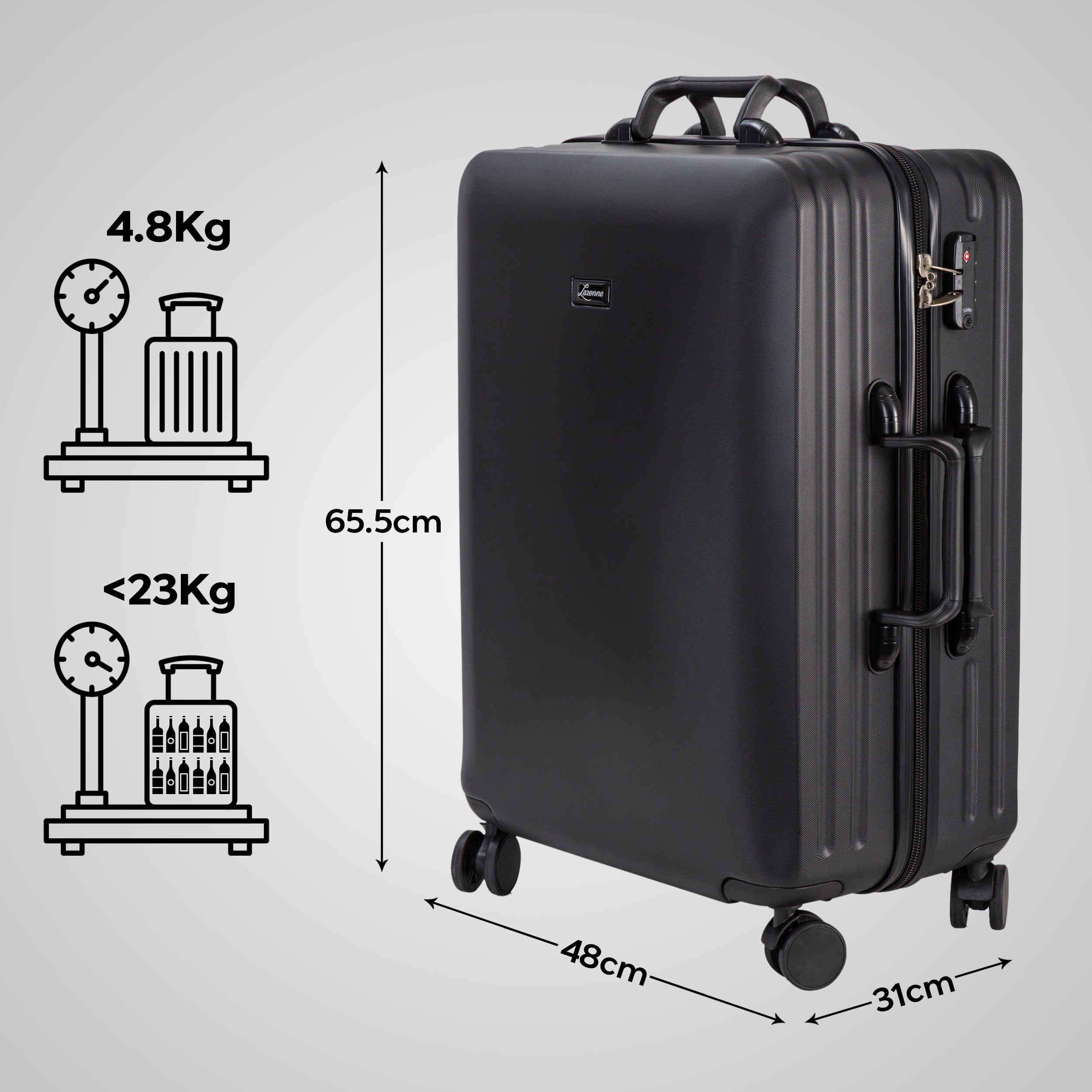 UNBREAKABLE LAZENNE ELITE PRO - WINE TRAVEL SUITCASE 12 BOTTLES WITH REMOVABLE INSERTS - TSA AIRLINE APPROVED, 10-YEARS WARRANTY