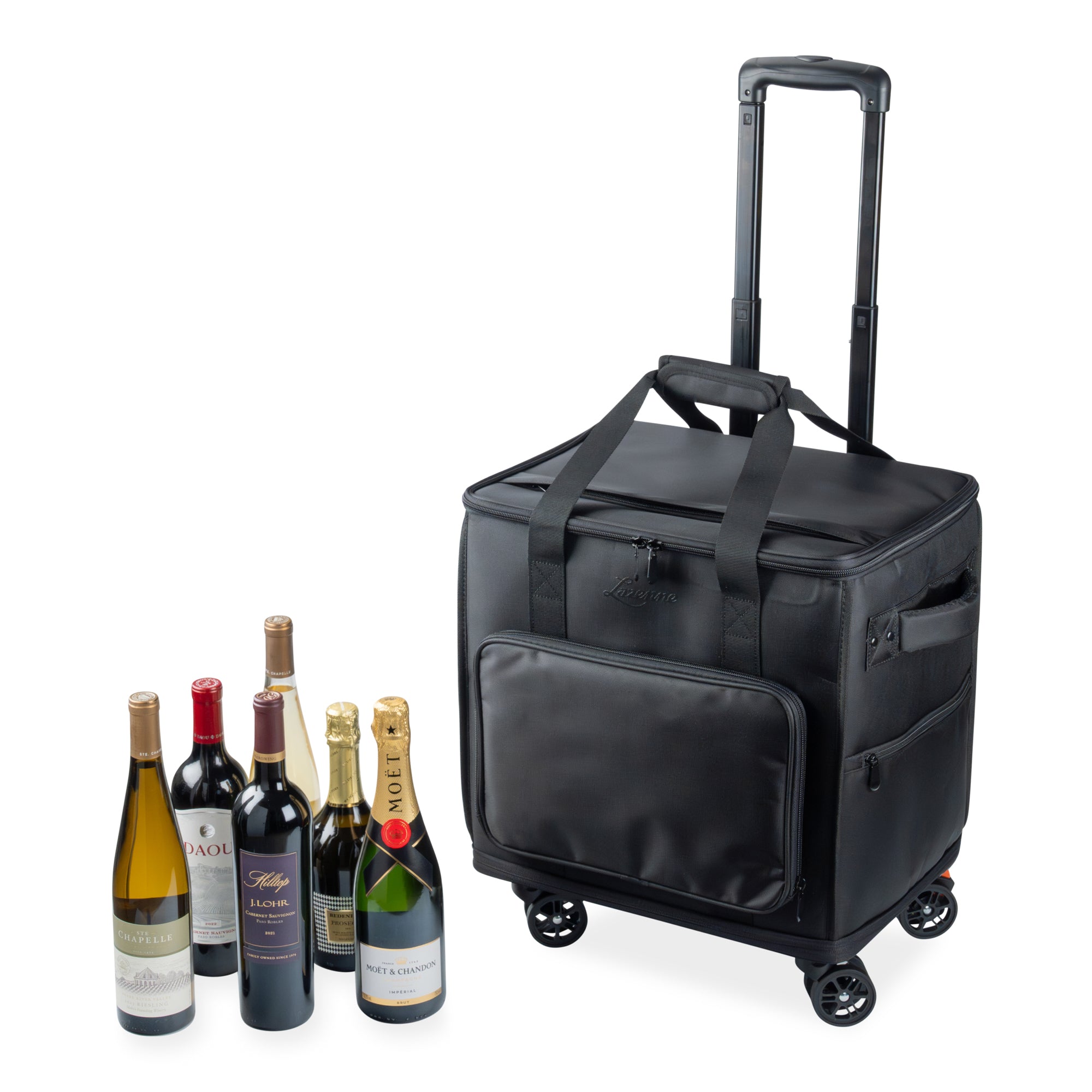 ULTIMATE PROFESSIONAL WINE COOLER LAZENNE ELITE PRO - Carrier 12-bottles with Individual Insulated and Removable Dividers 4 wheels and Breaks