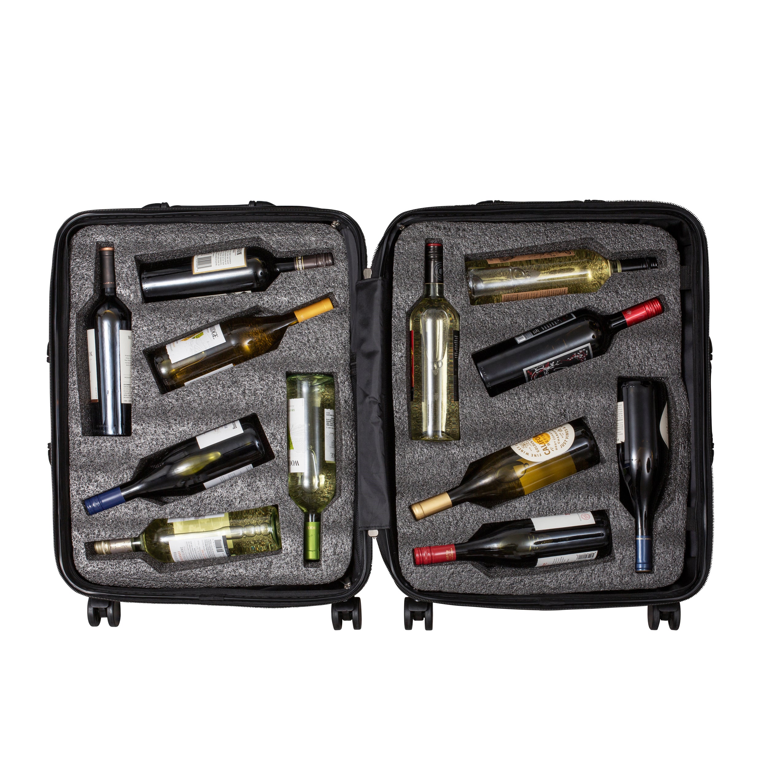 UNBREAKABLE LAZENNE ELITE PRO - WINE TRAVEL SUITCASE 12 BOTTLES WITH REMOVABLE INSERTS - TSA AIRLINE APPROVED, 10-YEARS WARRANTY