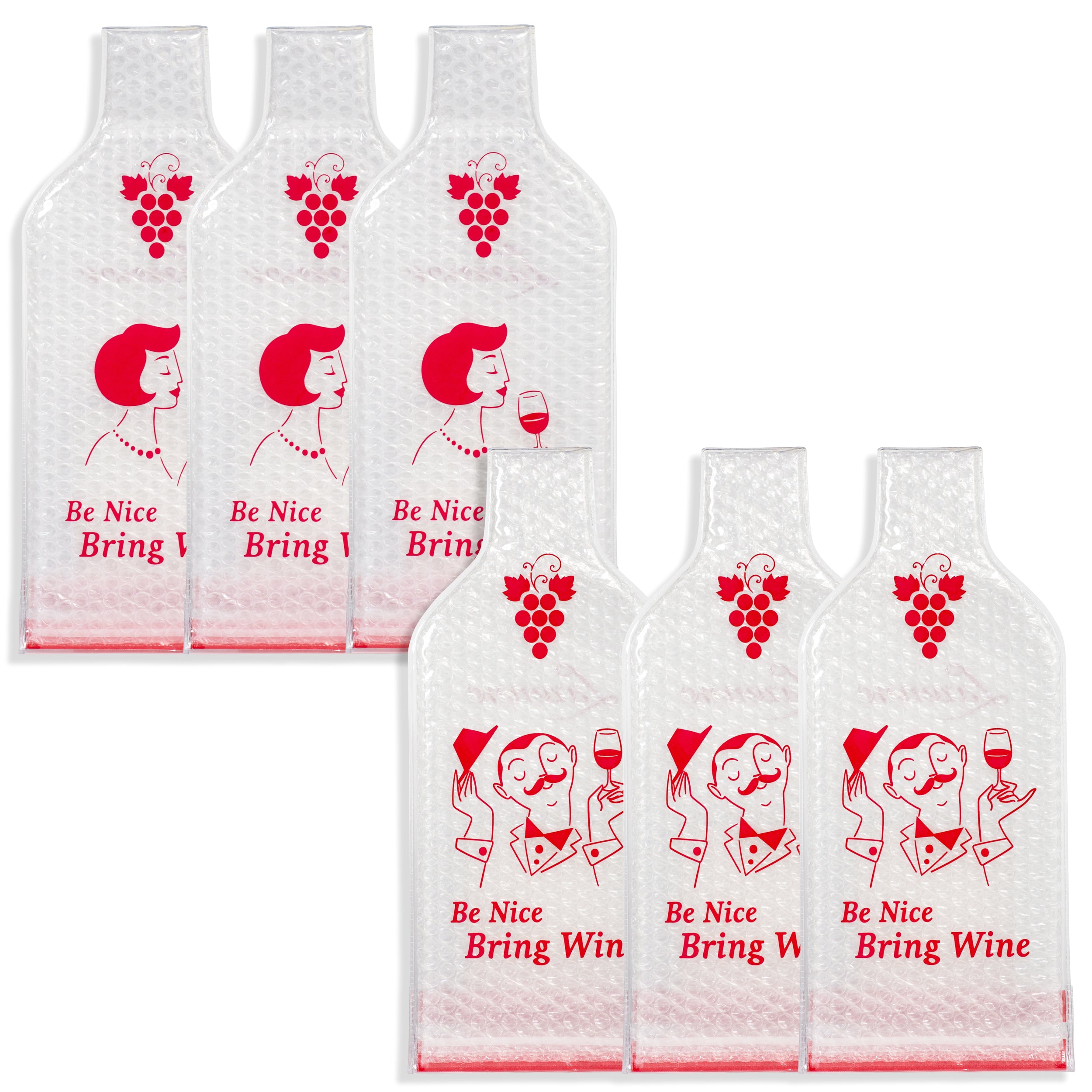 Lazenne Wine Cush for 1 bottle - Set of 6pcs - Reusable Wine Bag Sleeve Triple Protection
