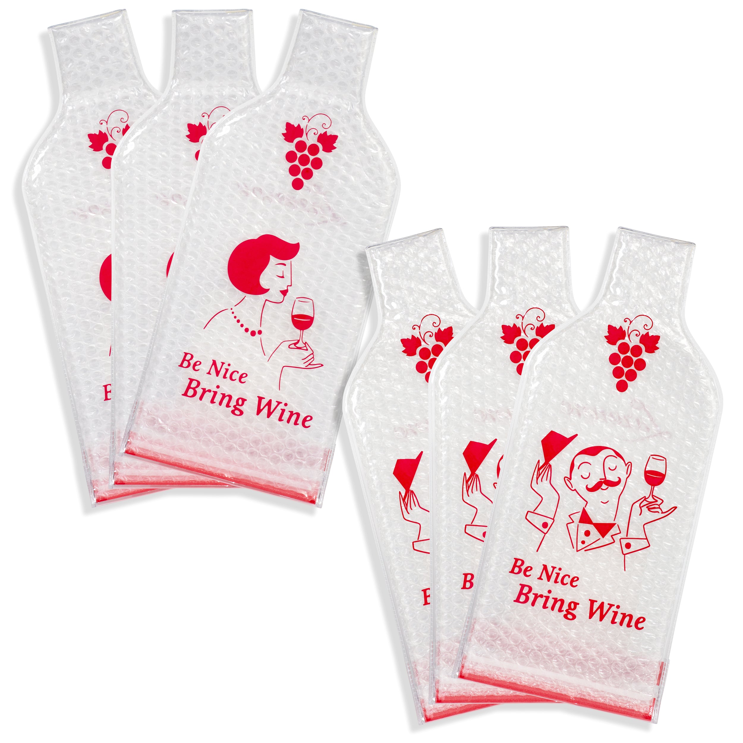 Lazenne Wine Cush for 1 bottle - Set of 6pcs - Reusable Wine Bag Sleeve Triple Protection