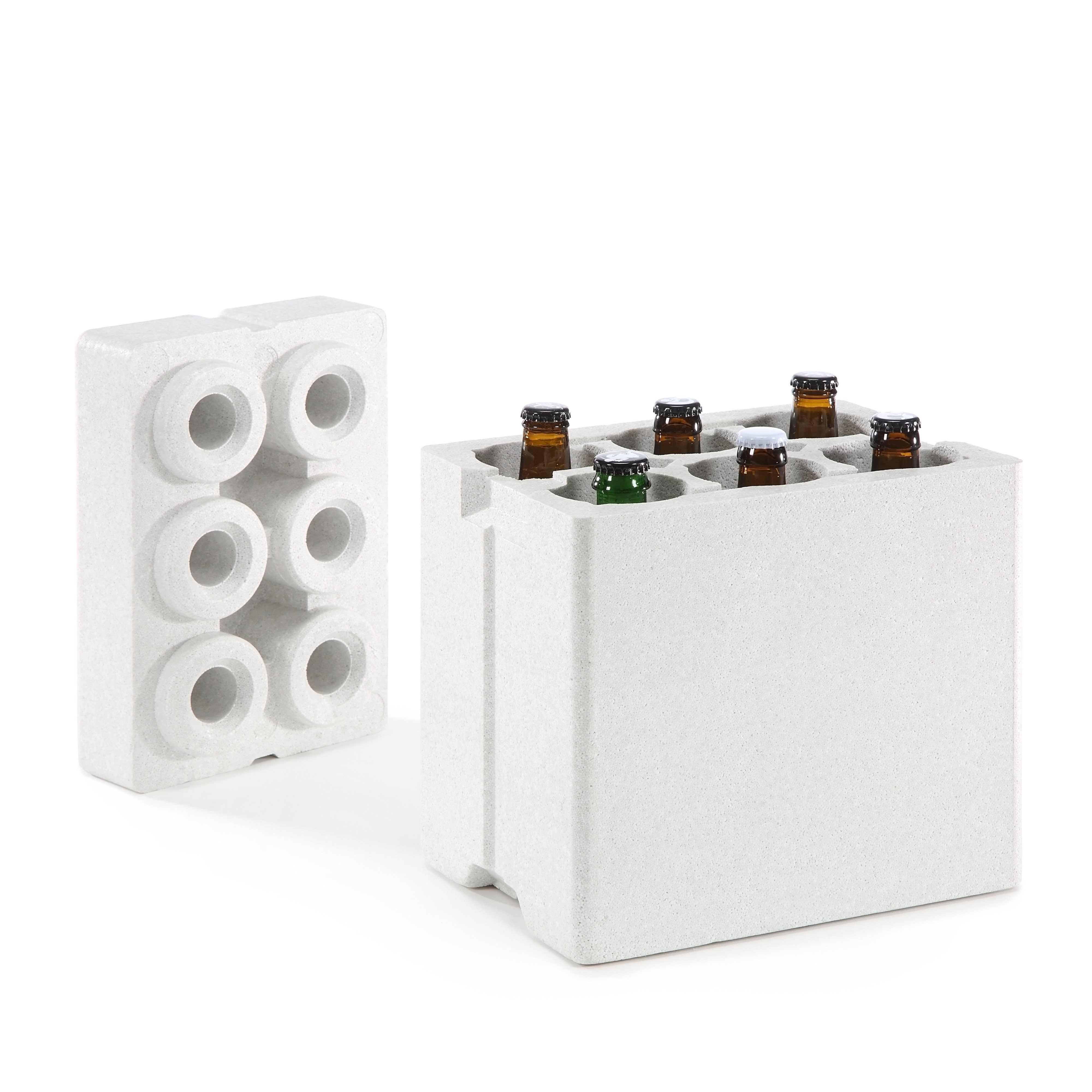 Polystyrene Bottle Protectors - PERBACCO 6-BOTTLE BEER BOX